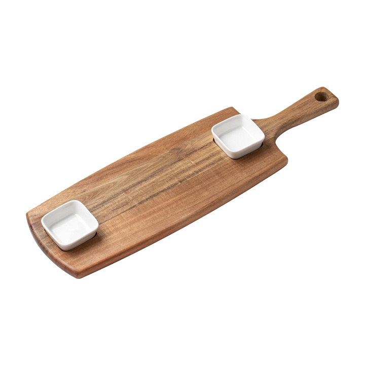 Acacia Wooden Cutting Board with Handle Kitchen Charcuterie Board Premium Long Serving Tray for Bread and Cheese With Handle