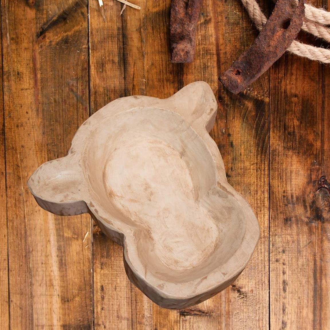 High Quality Wooden Dough Bowls Wholesale Handcrafted Wooden Bowl For Home Decor & Candle Wood Cow Dough Bowl Antique White