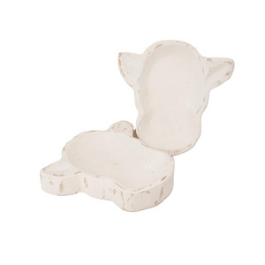 High Quality Vintage White Color Cow Shape Wooden Dough Bowl for Candle Wax at Competitive Price Cow Dough Bowl For Decor