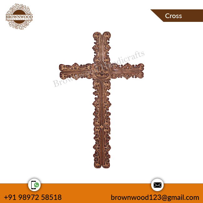 Unique Design Wall Hanging Bulk Wooden Carved Cross at Low Price