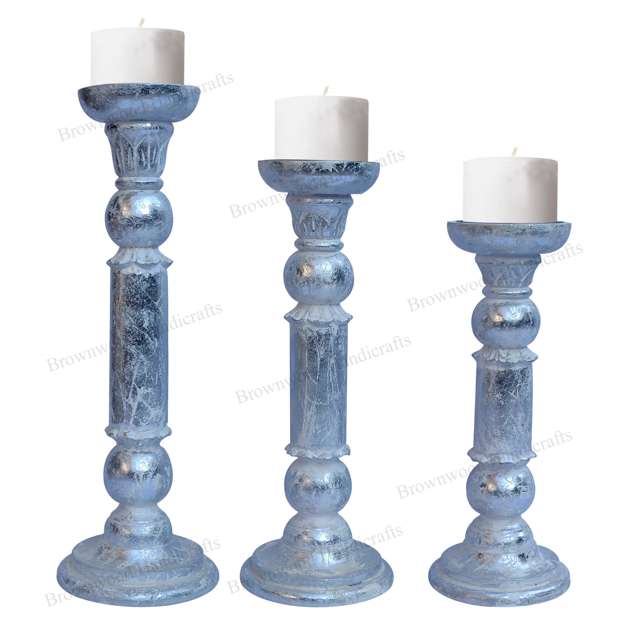 Hot Selling Premium Quality Mango Wood Candle Holder Set of 3 Elegant Design Christmas Wedding & Home Decor Candle Pillar Sets