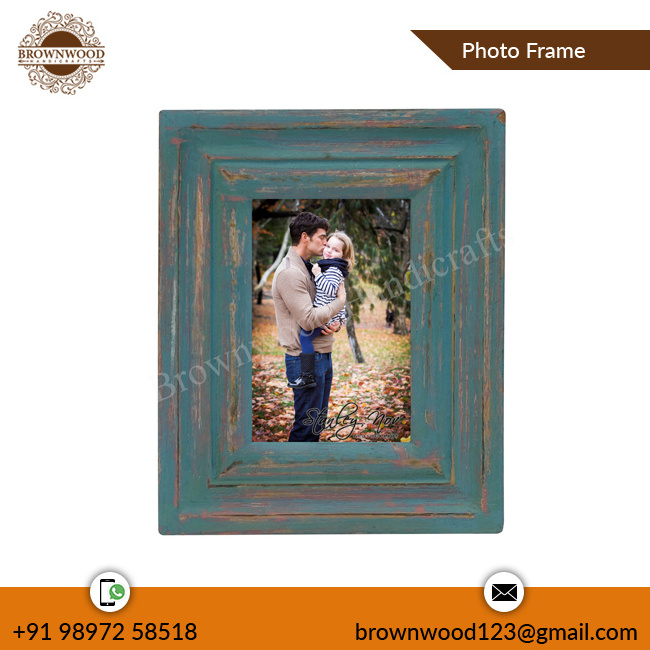 Elegant Blue Antique Mango Wood Frame Wall Decorative Photo Picture Frame Custom Size A4 A3 A2 A1 4x6 5x7 8x10 Photo Frames