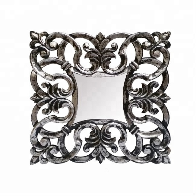 Factory Direct Sale Luxury Design Wall Decorative MDF Wood Mirror Frame Had Carved Square Shape Mirror Frame For Decor