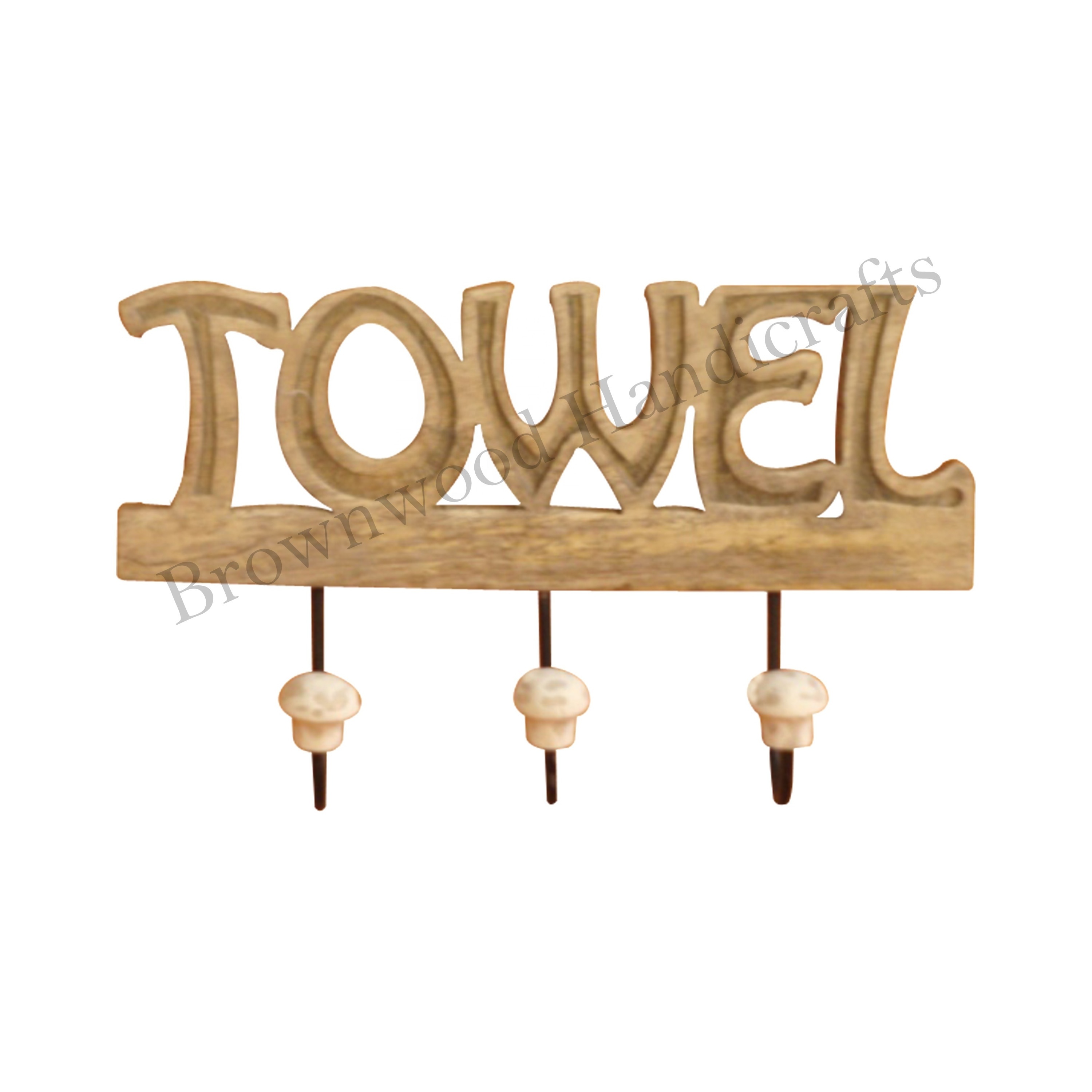 Antique Design Wooden Hand Carved Towel Wall Mounted Hanging Hook For Hanging Cloths 3 Hooks for Wall Mount at Low Price