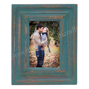 Elegant Blue Antique Mango Wood Frame Wall Decorative Photo Picture Frame Custom Size A4 A3 A2 A1 4x6 5x7 8x10 Photo Frames