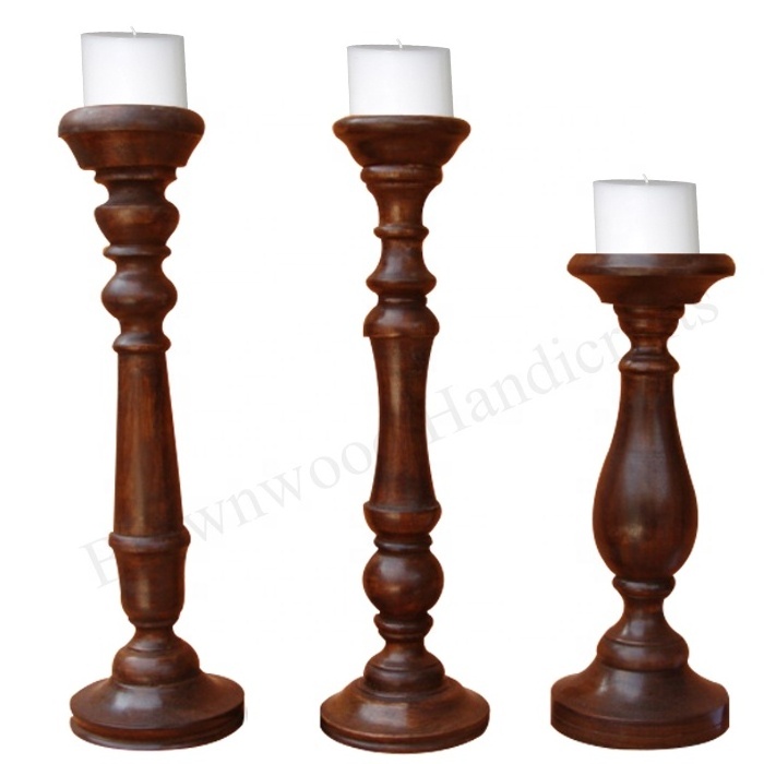 Handcrafted Solid Mango Wood Candle Holder Set of 3 Natural Beauty Perfect for Adding Warmth and Ambiance to Your Home