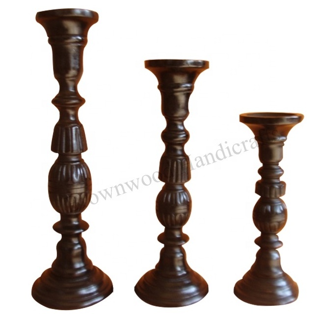 Handcrafted Solid Mango Wood Candle Holder Set of 3 Natural Beauty Perfect for Adding Warmth and Ambiance to Your Home