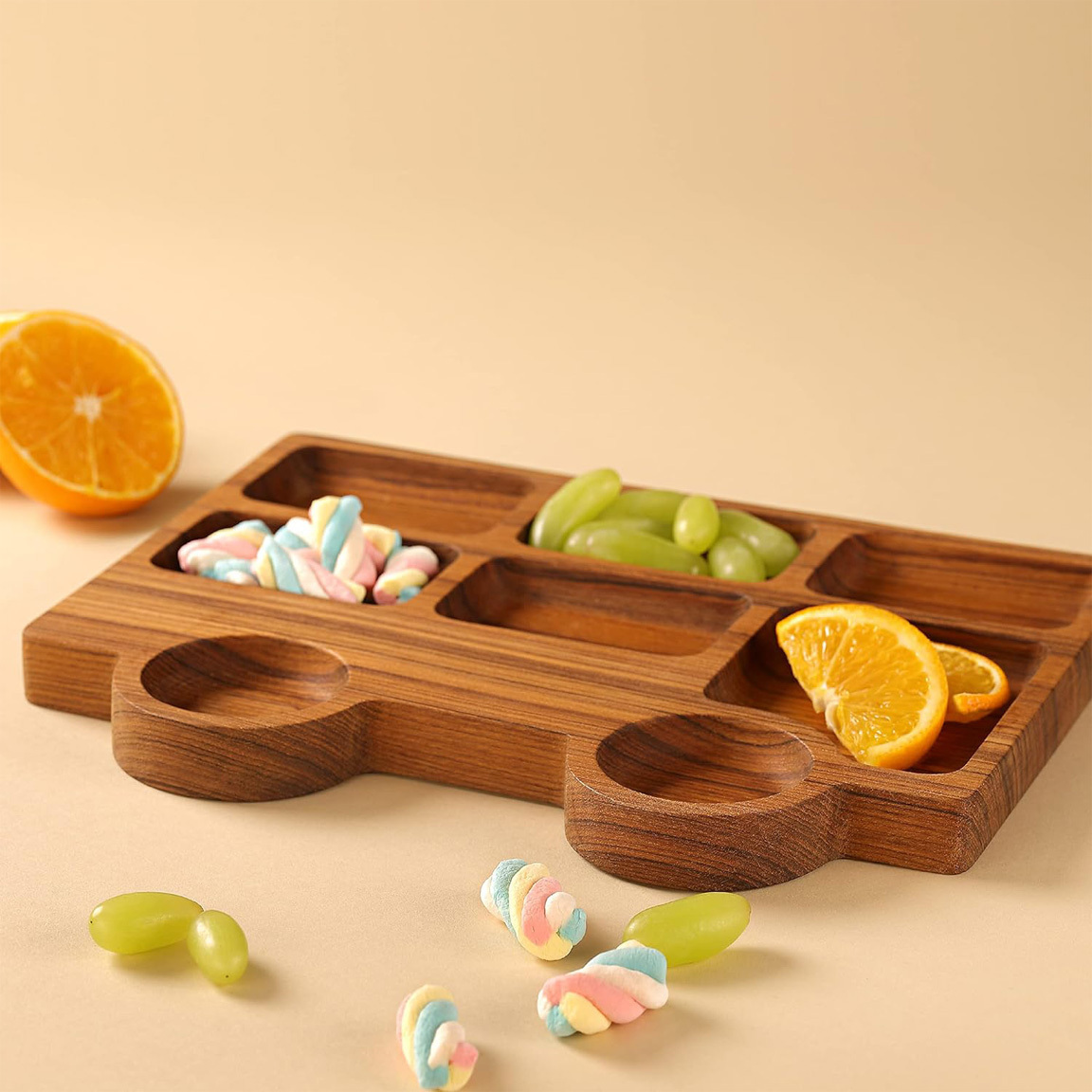 Hot Sale London Bus Wooden Serving Platter Square Tray & Wooden Plate for Kids Decorative Charcuterie Board for Cheese & Fruits