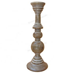 New Arrival Solid Mango Wood Large Size Candle Holder For Christmas Decoration & Wedding Decoration Wooden Candle Pillar