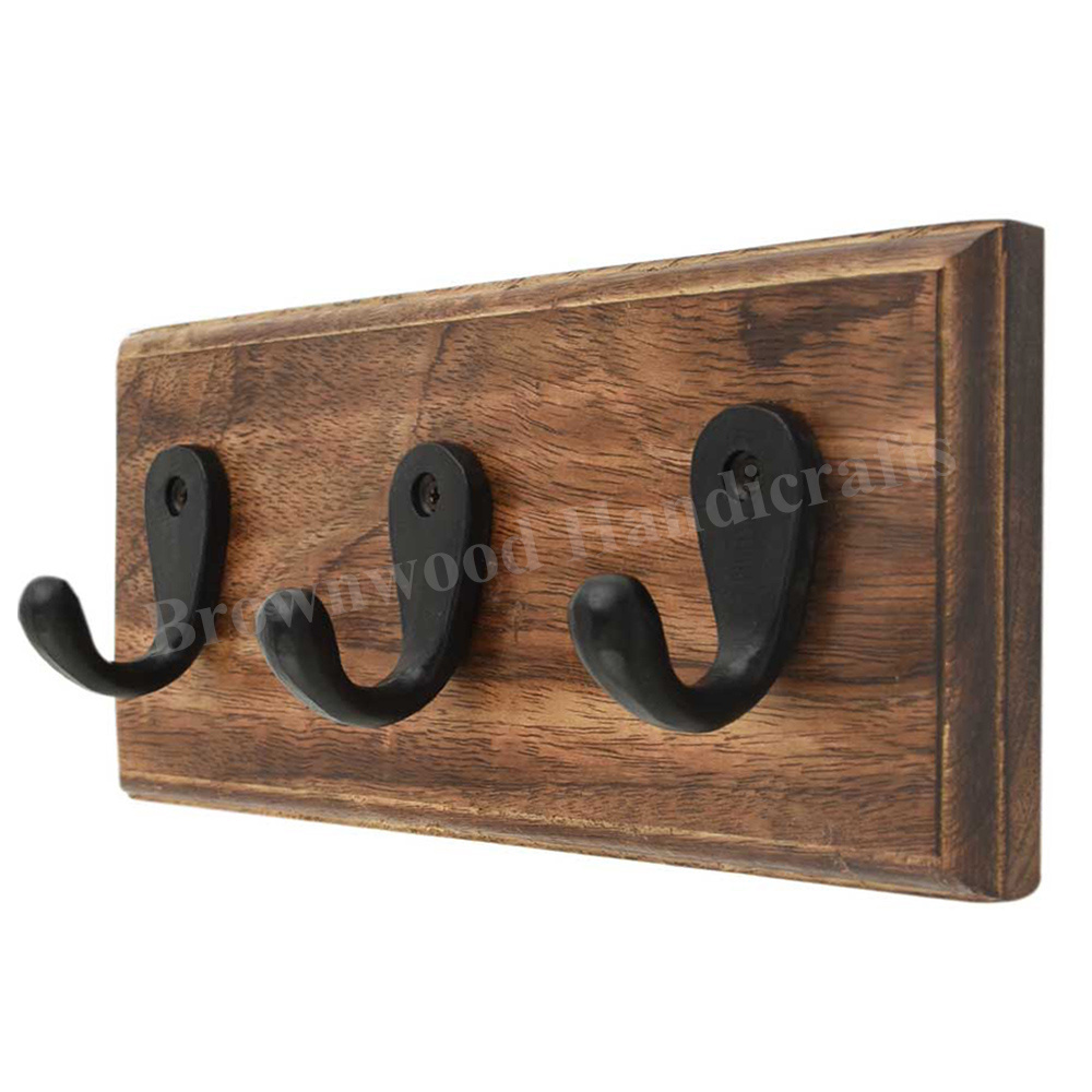 Best Selling Handmade Design Wall Mounted Pine Wood Wall Hook for Hanging Clothes Wooden Decorative Wall Hooks For Sale