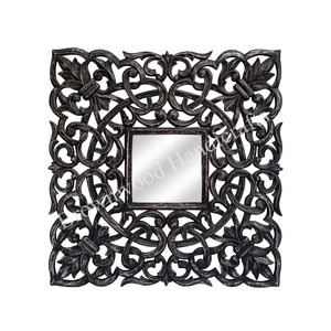 Factory Direct Sale Luxury Design Wall Decorative MDF Wood Mirror Frame Had Carved Square Shape Mirror Frame For Decor