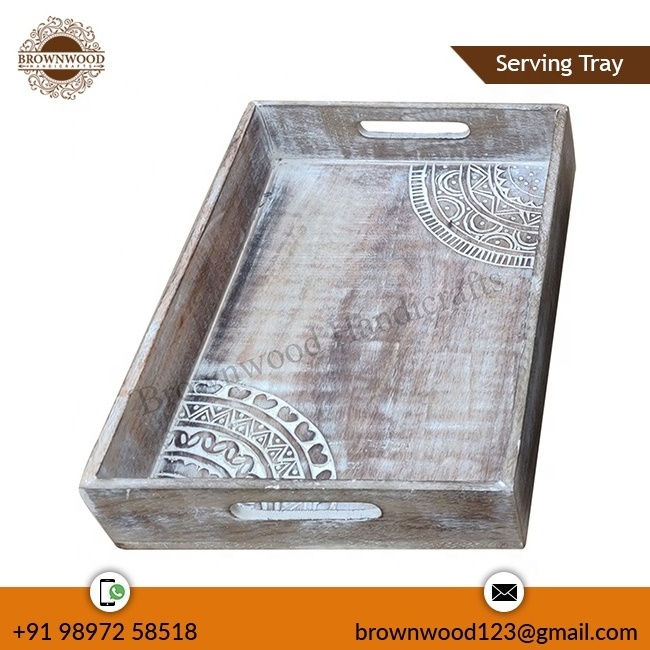 Hotel Deluxe Service Wooden Serving Tray Sets Wooden Platter High Standard Bathroom Bedside Serving Wooden Trays Decor Tray Sets