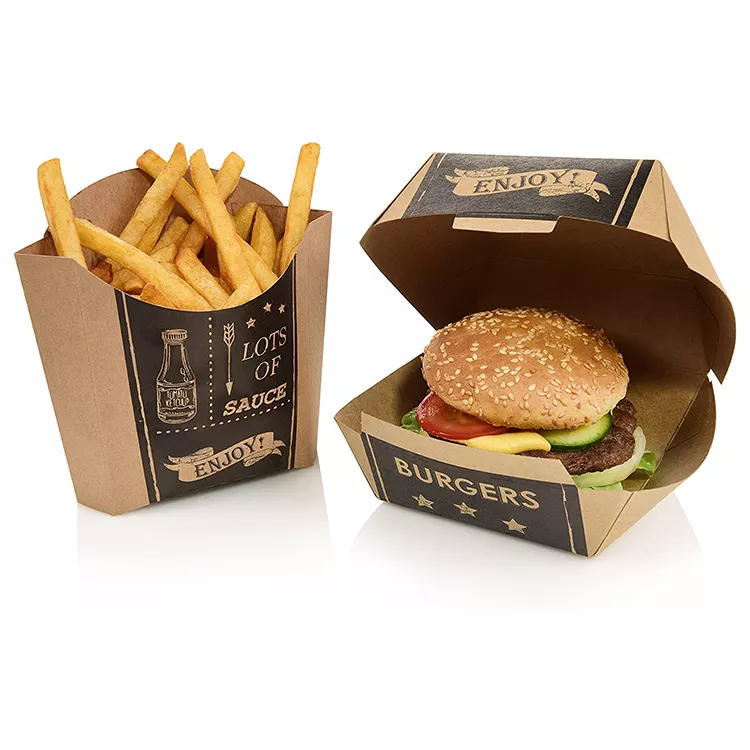 A Set of Fast Food Packing Bag Korean Fried Chicken Chop Packing Box Hamburger Take Out Box