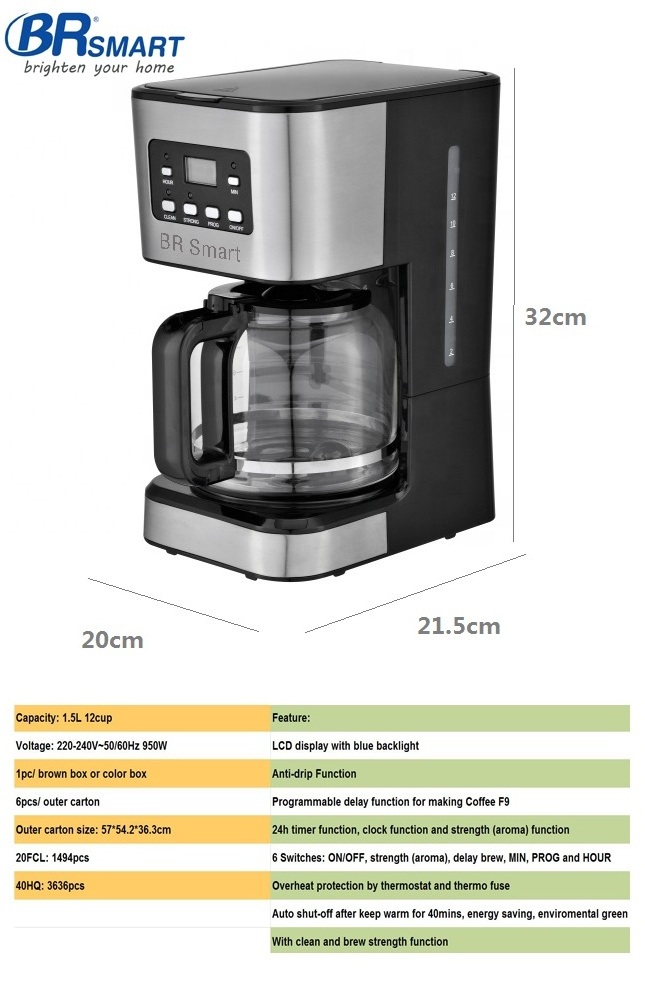 12 cup Commercial Coffee Machine Tea Maker Anti-drip Function coffee maker