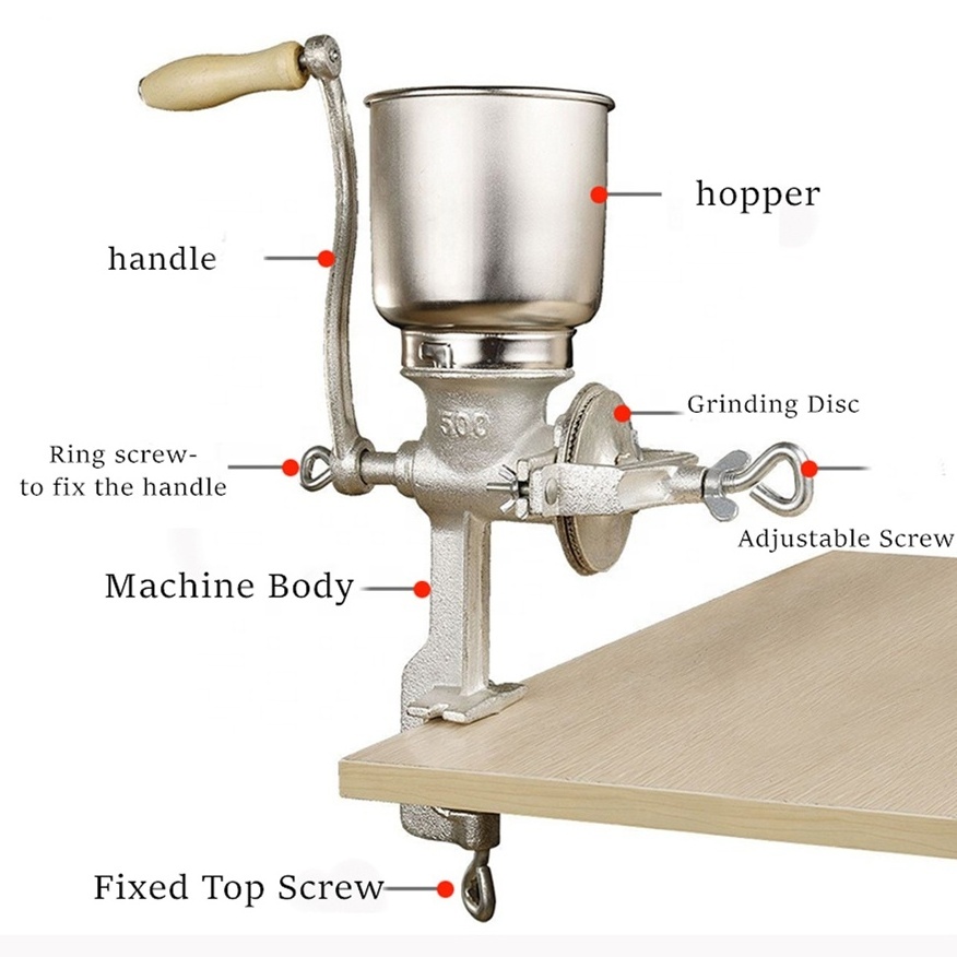 Hand Operated Corn Grain Mill Grinder T for Corn Coffee Food Wheat Oats Nut Herbs Spices Seeds Grinder Great for Restaurants