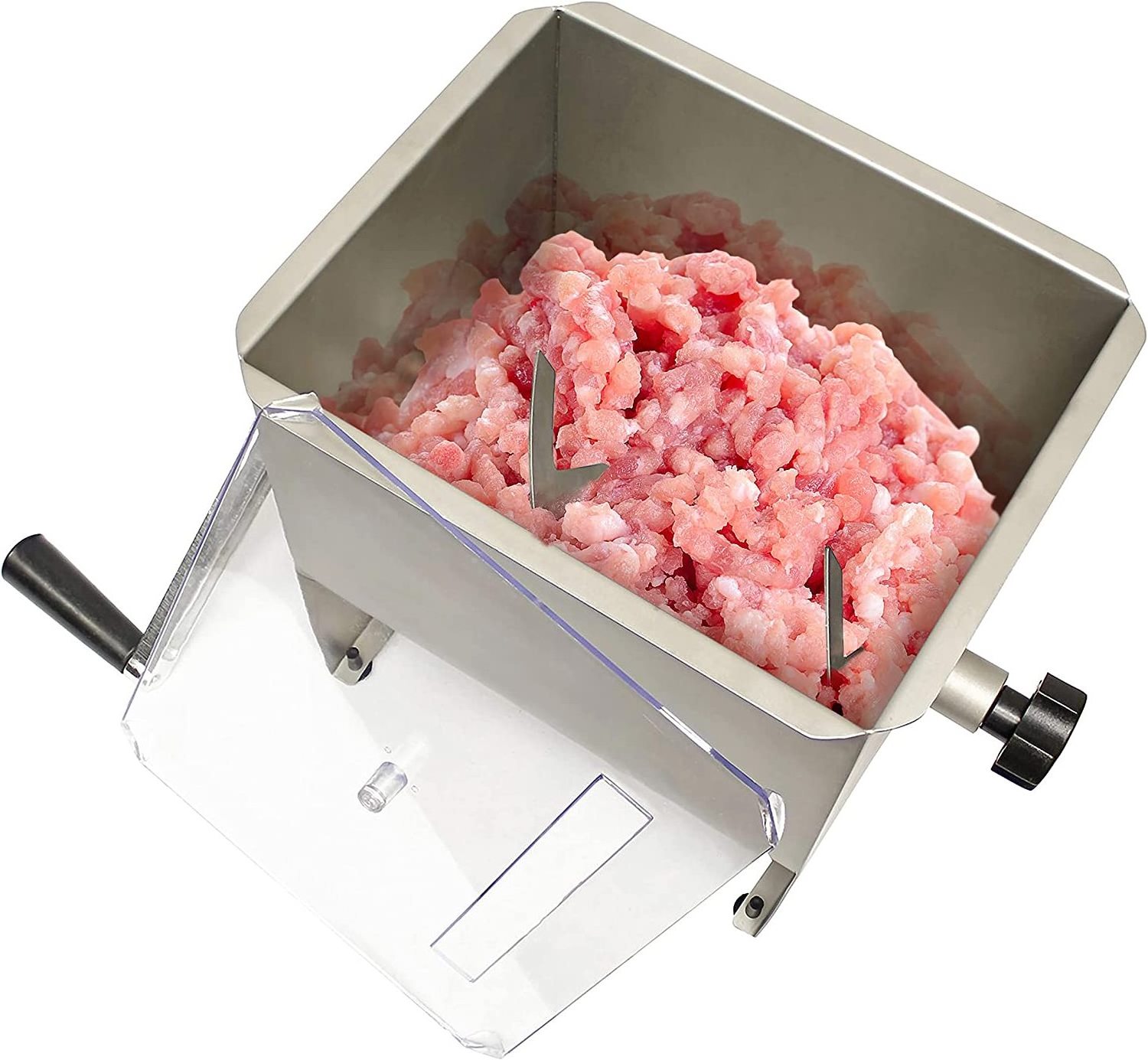 Manual Meat Mixer 20 lb Sausage Mixer Machine Meat Processing Equipment, Ground Beef Hand Mixer with Lid