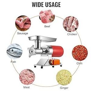 BRN212 850W Meat Grinder Machine, 1.16 HP No. 12 Electric Meat Mincer Red color Commercial Use Meat Grinder Sausage Machine