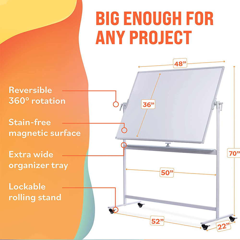 Standing Mobile Magnetic Dry Erase Double Side Whiteboard for Office Classroom school