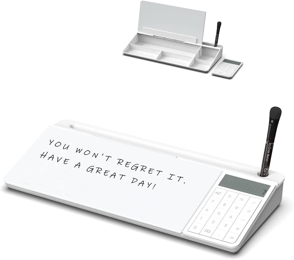 Home glass desktop storage keyboard dry erase whiteboard with calculator