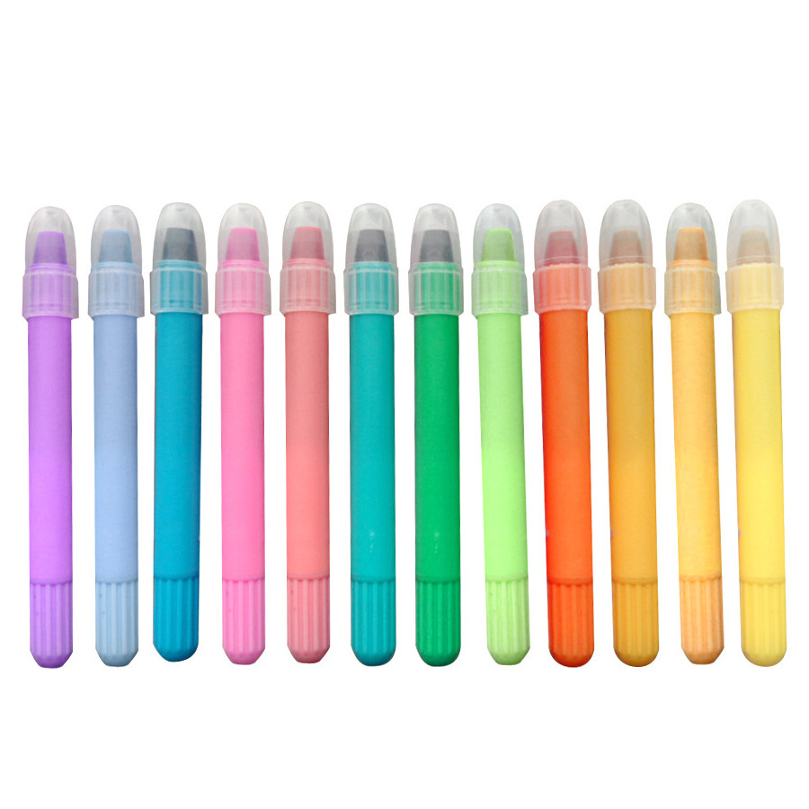 Hot Selling Wholesale Rotatable 12 Colors Multi-color Crayon Gel Highlighter Pen