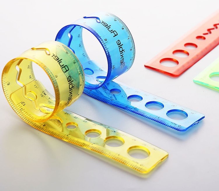 Transparent Plastic Material Clear Scale Flexible Ruler for School and Office