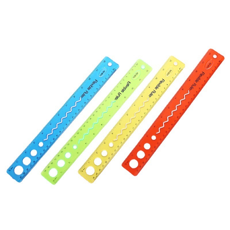 Transparent Plastic Material Clear Scale Flexible Ruler for School and Office