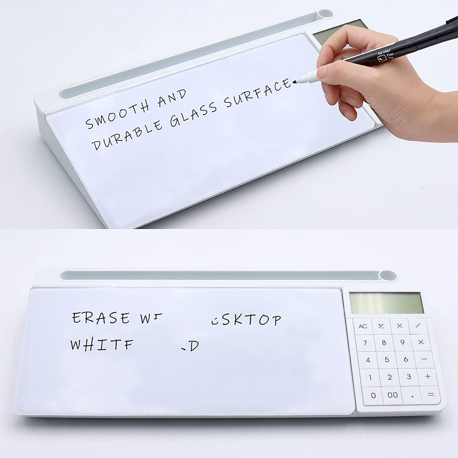 Home glass desktop storage keyboard dry erase whiteboard with calculator