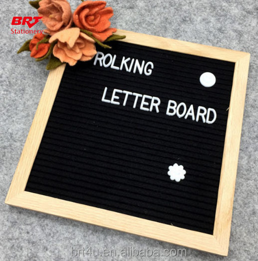 Customizable Premium 10 x 10 Inch Oak Frame Changeable Felt Letter Board with LED