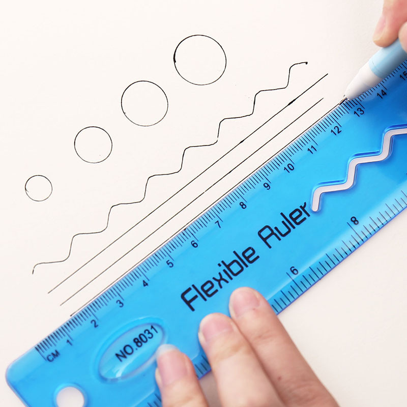 Transparent Plastic Material Clear Scale Flexible Ruler for School and Office