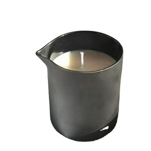 Best Selling Black Colored Candle Holders Bottle Empty Ceramic Massage Candle Jar with Pour Spout