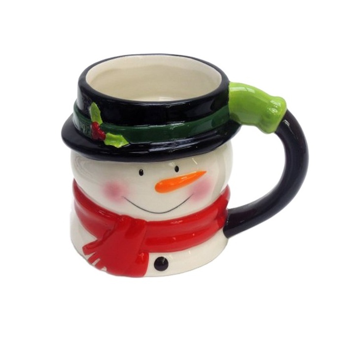 Ceramic Novelty Christmas Snowman Figural Mug