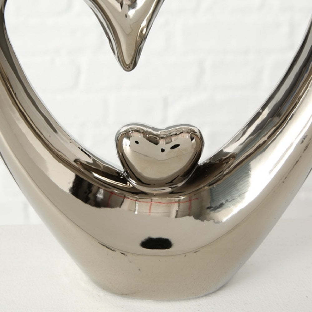 Luxury heart shape design wedding accessory silver plated ceramic figurine centerpieces for wedding table