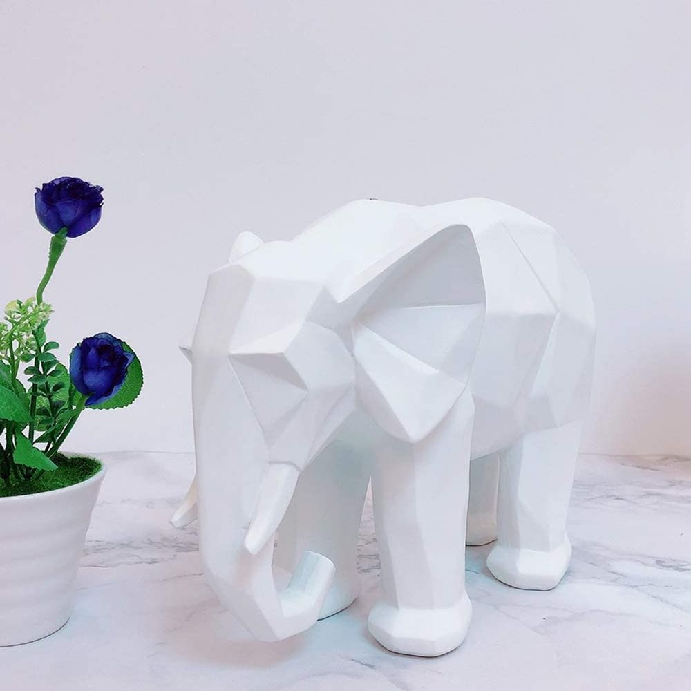 Animal Ornament Resin Statues Nordic Modern Polyresin White Elephant Figurine for Party Wedding