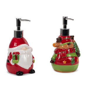 Christmas Ceramic Funny Santa Reindeer Hand Soap Dispenser for Kitchen Bathroom