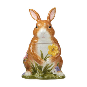 64 Ounces Multicolored Funny Rabbit Easter Home Garden Decor 3D Bunny Cookie Jar