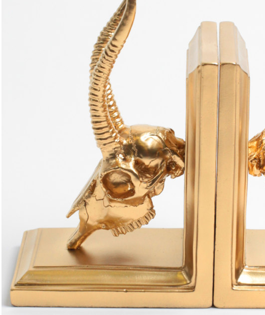 Home Decor Gazelle Gold Resin Ibex Library Bookends for Home Office