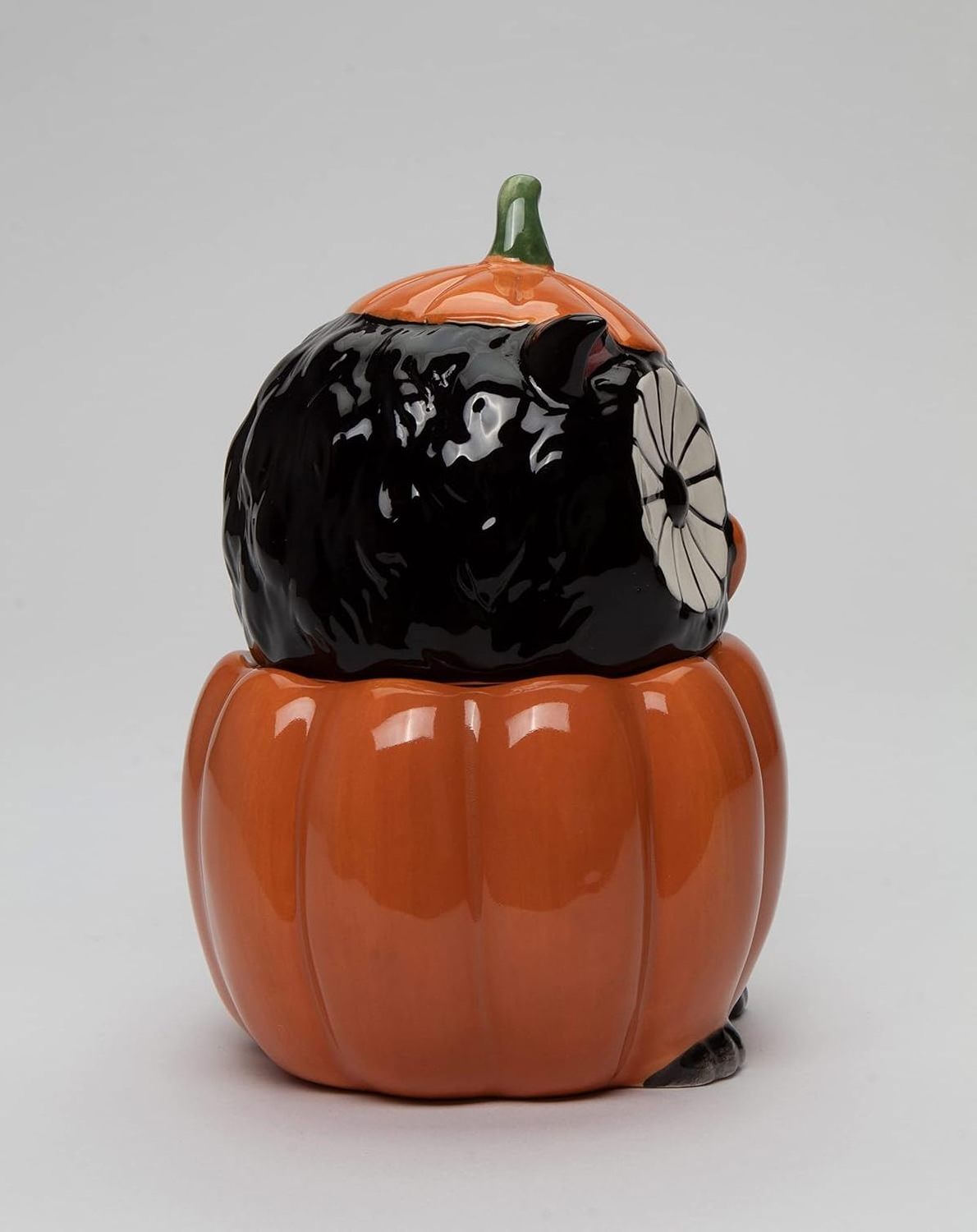 Black and Orange Halloween Kitchen Accessory Ceramic Pumpkin Owl Container Candy Jar