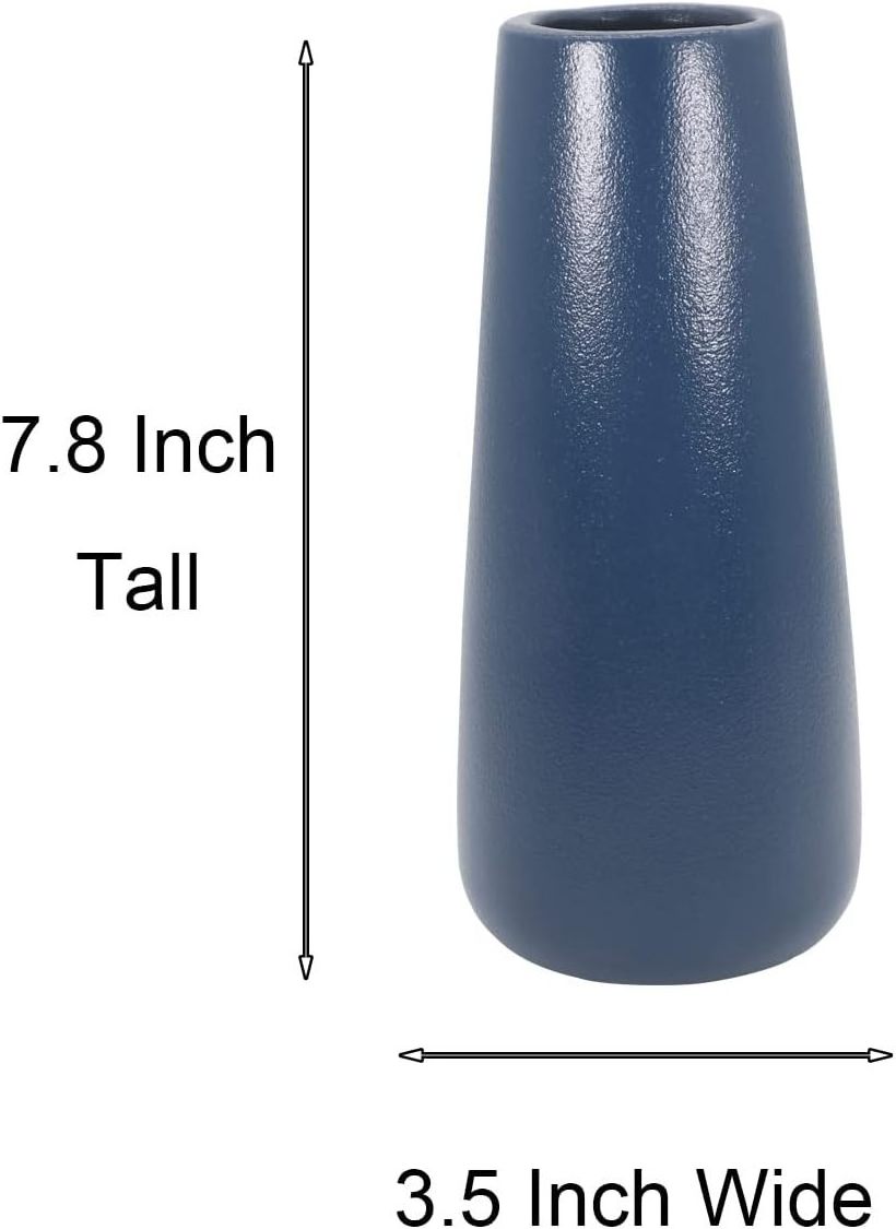 Ceramic  Deep Blue Cute Vase 8 inch Navy Blue Ceramic Flower Vase Home Decor Table Centerpieces