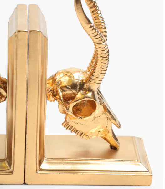 Home Decor Gazelle Gold Resin Ibex Library Bookends for Home Office