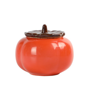 Wholesale Wedding Gifts Vintage Candle Coontainers Pumpkin Ceramic Candle Jars with Lids for Making Candles