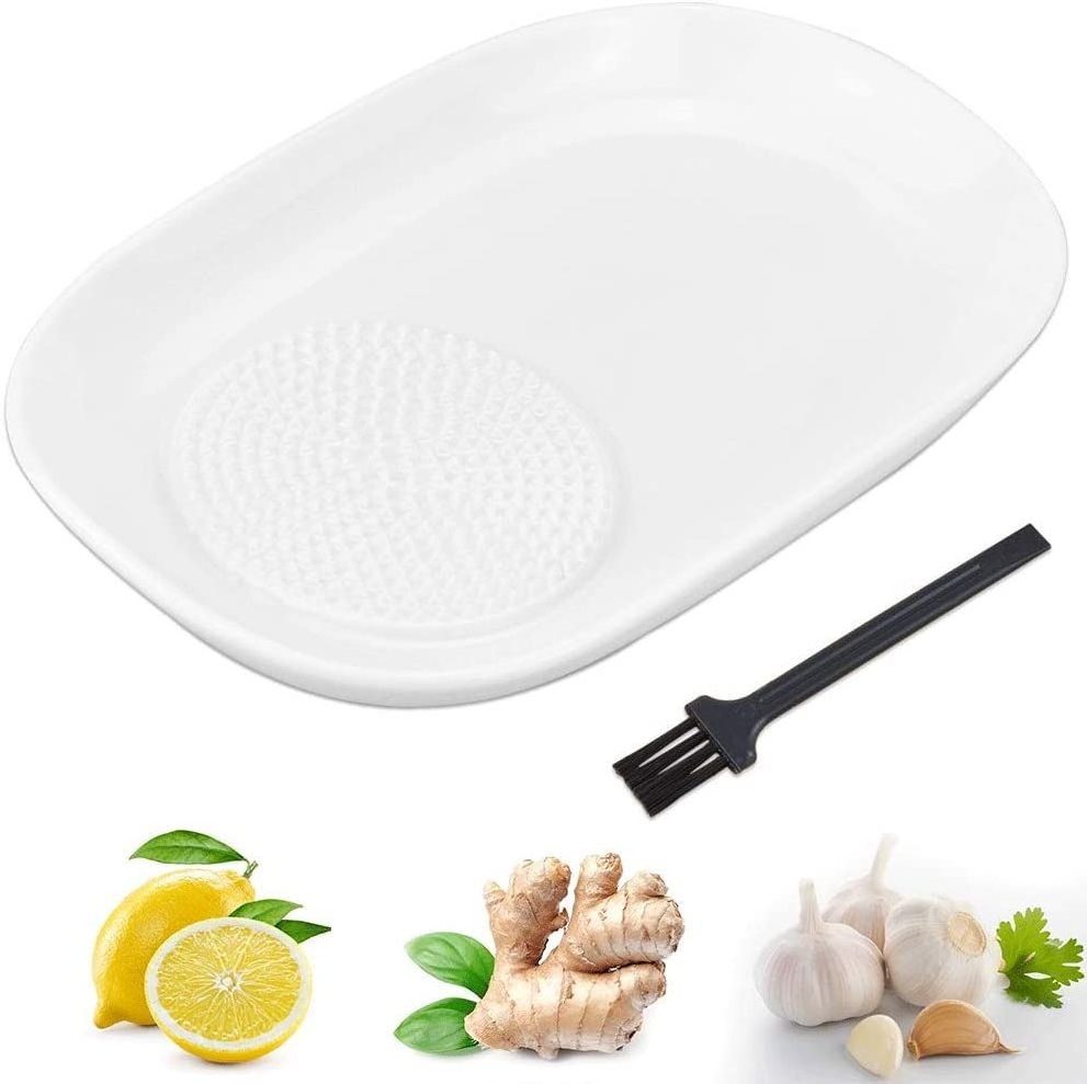 White Home Dinnerware Ceramic Garlic Ginger Grater Plate Vegetable Masher Grater