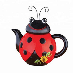 Chinese Insects Family Yellow Smile Ladybug Shaped Ceramic Tea Pot