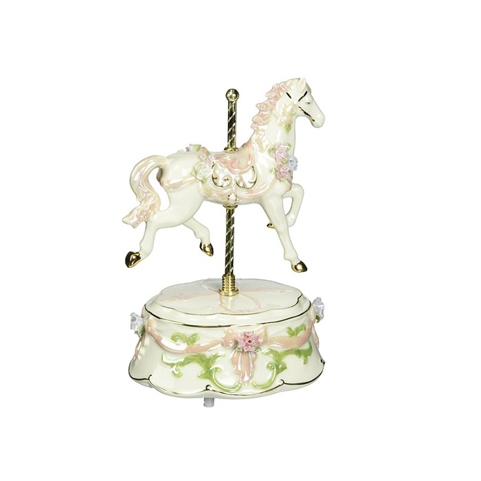 Wholesale Custom Ceramic Carousel Horse Musical Figurine