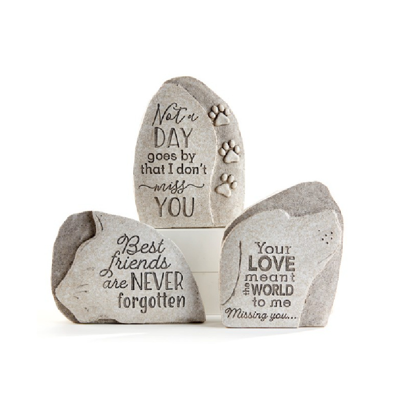 3 Designs Stone Resin GiftCraft Upright Custom Memorial Pet Stones