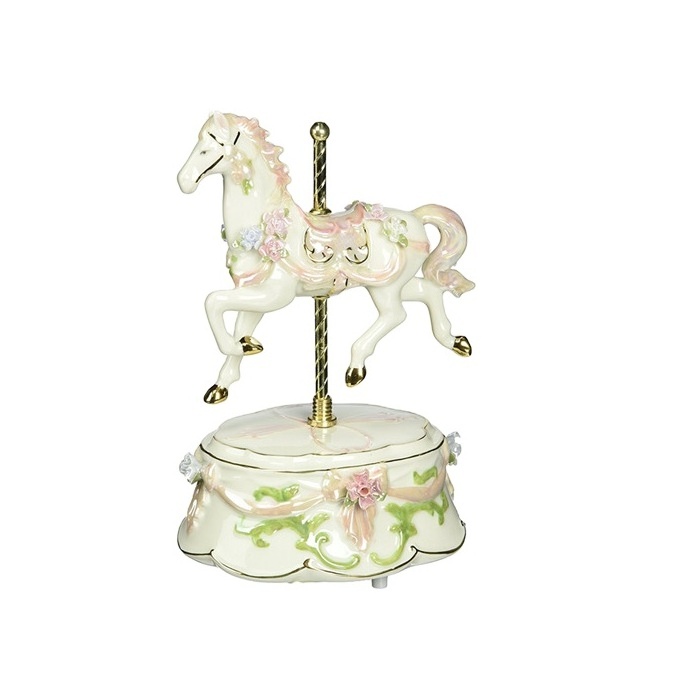 Wholesale Custom Ceramic Carousel Horse Musical Figurine