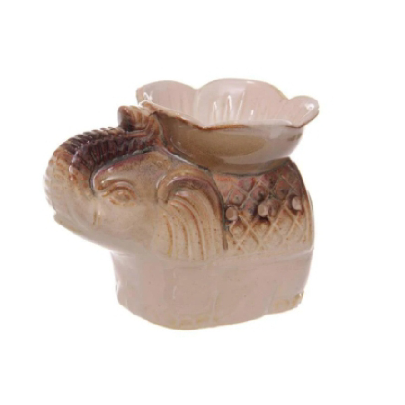 Cream & Brown Elephant Ceramic Wax Melt Warmer Wholesale Porcelain Essential Oil Burner