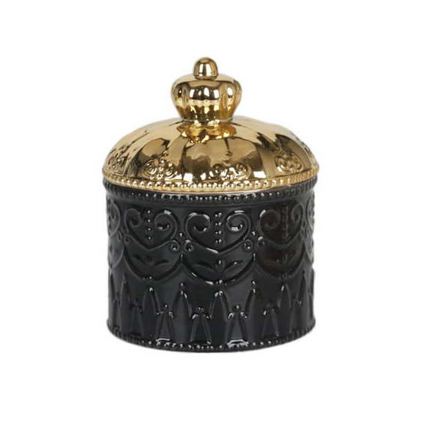 Euro embossed gold plated lid ceramic candy dish jewelry box for women girl