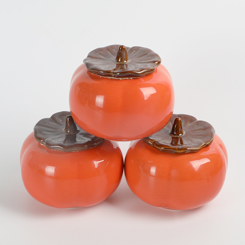 Wholesale Wedding Gifts Vintage Candle Coontainers Pumpkin Ceramic Candle Jars with Lids for Making Candles