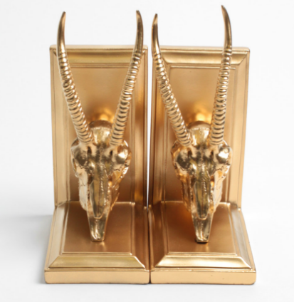 Home Decor Gazelle Gold Resin Ibex Library Bookends for Home Office