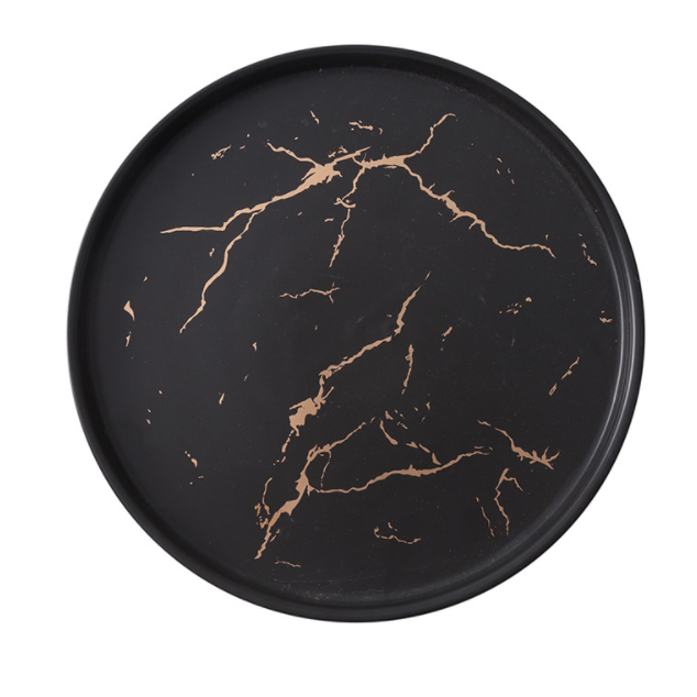 Nordic style black marble ceramic dinner steak charger plate for servicing food